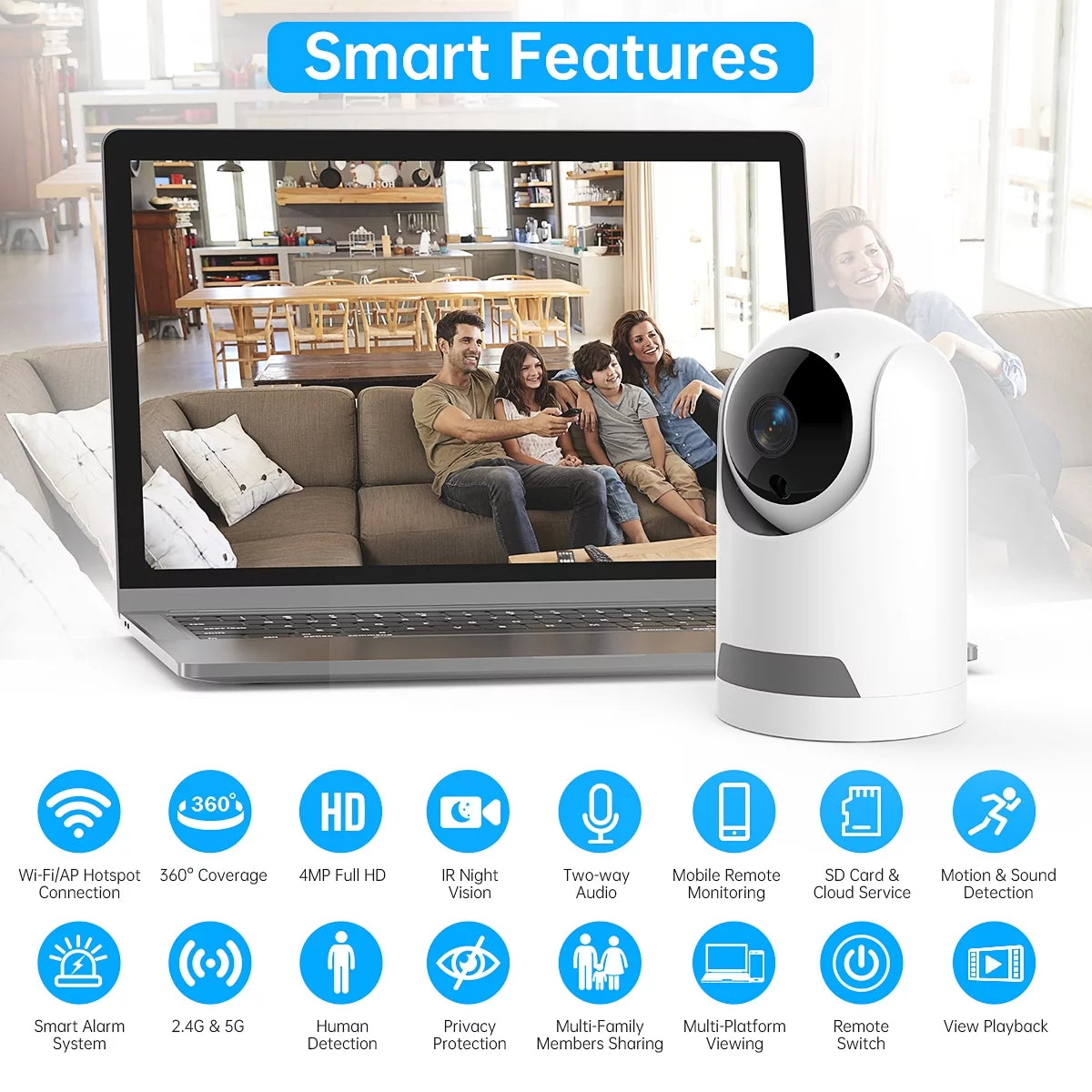 360° Pet Security Camera with 2k Resolution and Two-Way Audio