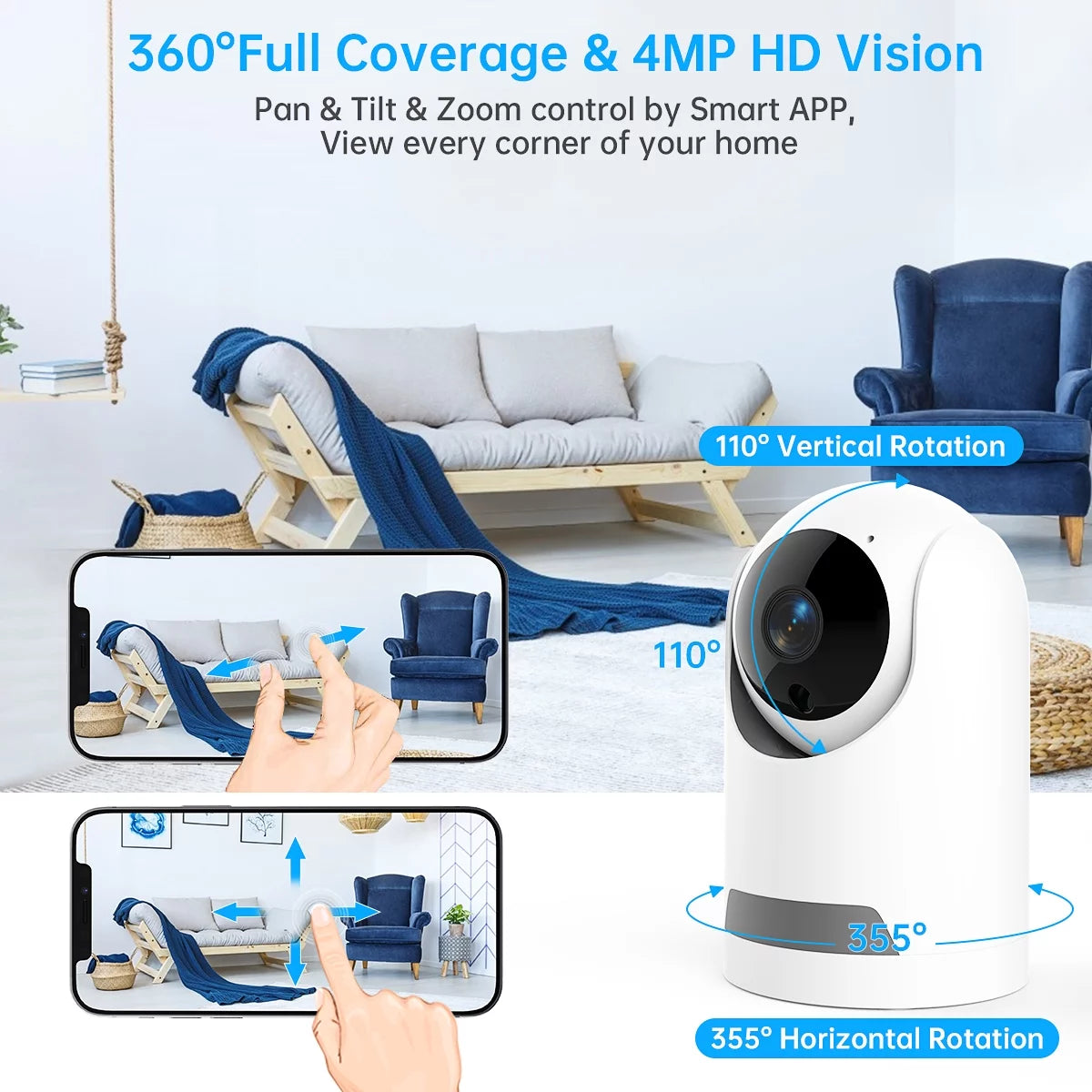 360° Pet Security Camera with 2k Resolution and Two-Way Audio