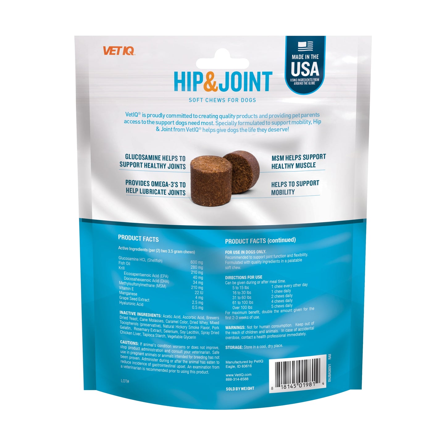 Hip & Joint Supplement for Dogs - Chicken Flavored Soft Chews