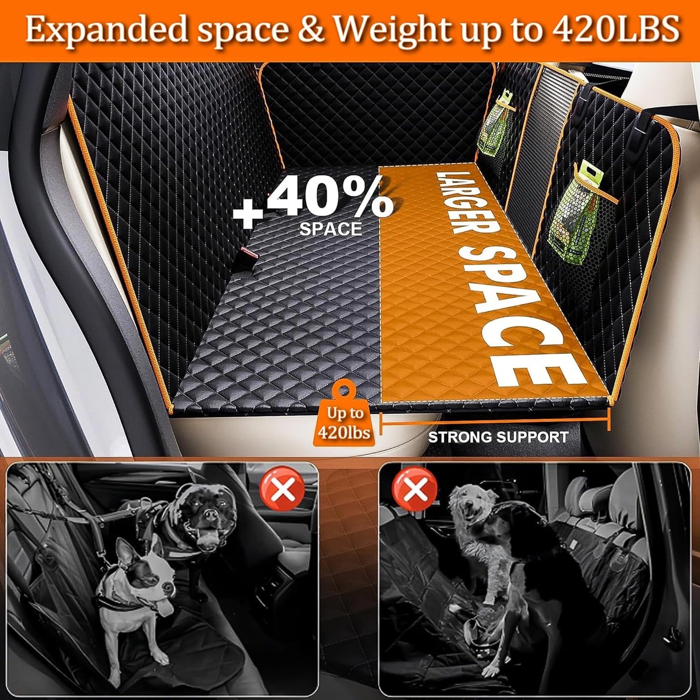 TailTrail™ - Hard Bottom Car Seat Cover for Dogs