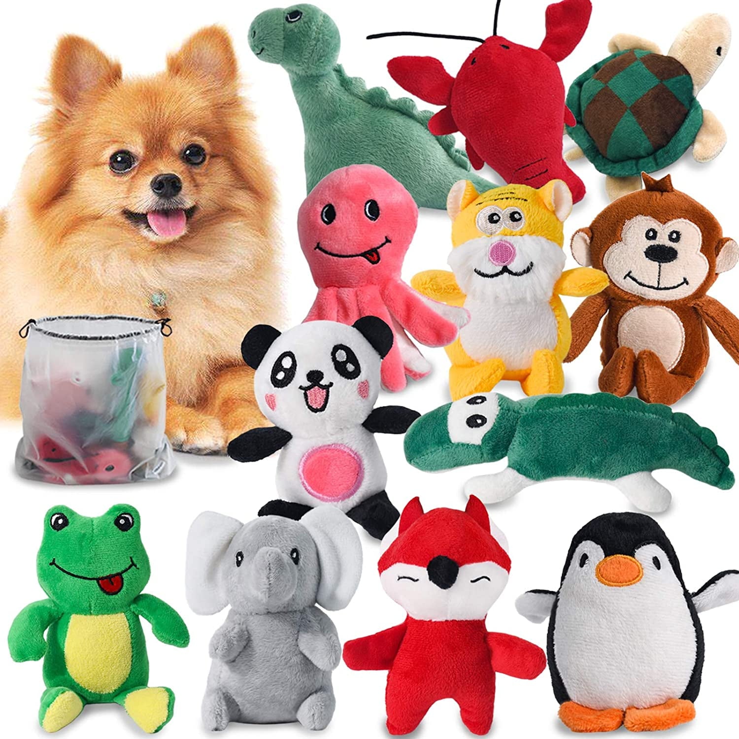 Plush and Squeaky Dog Toy Set (12PCS)