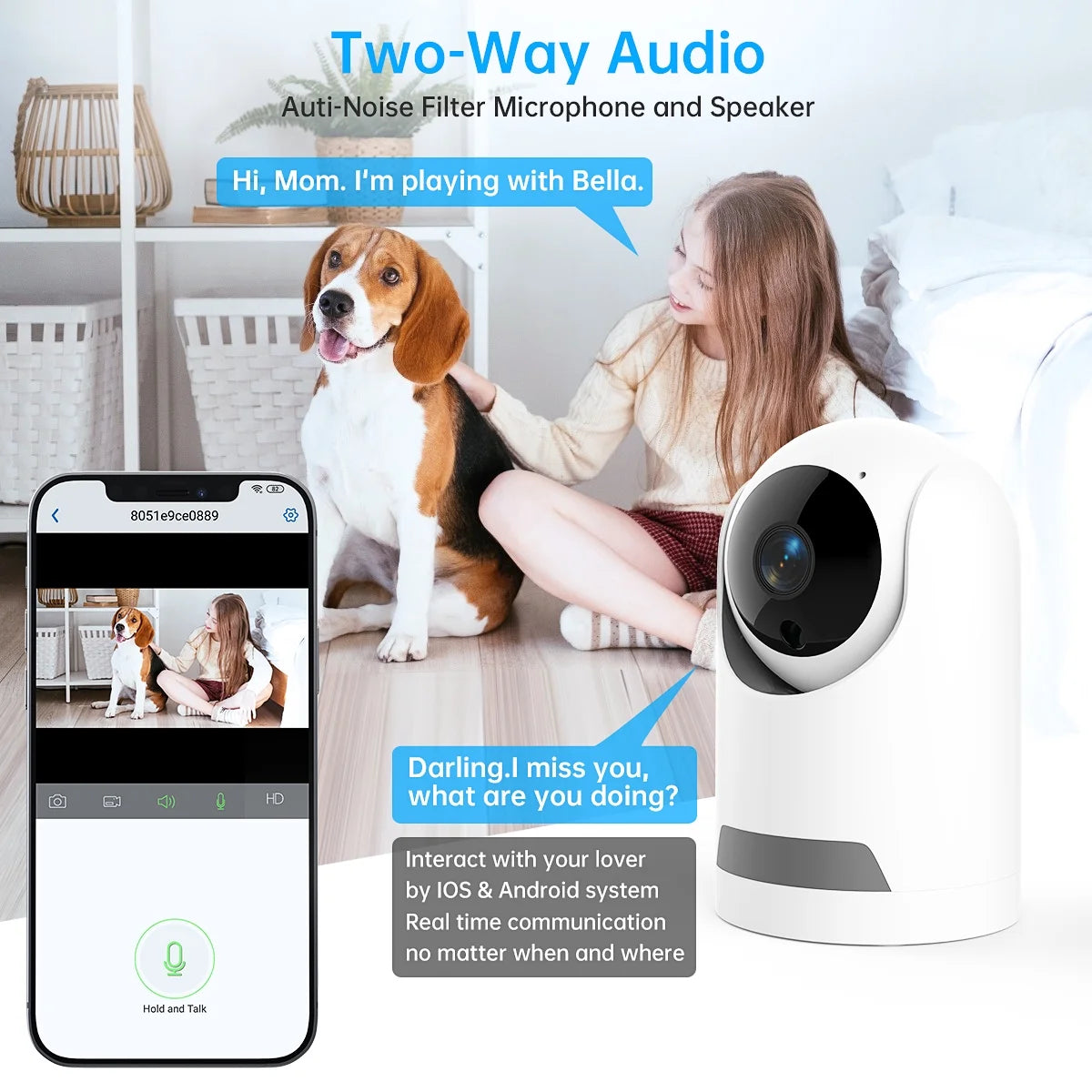 360° Pet Security Camera with 2k Resolution and Two-Way Audio