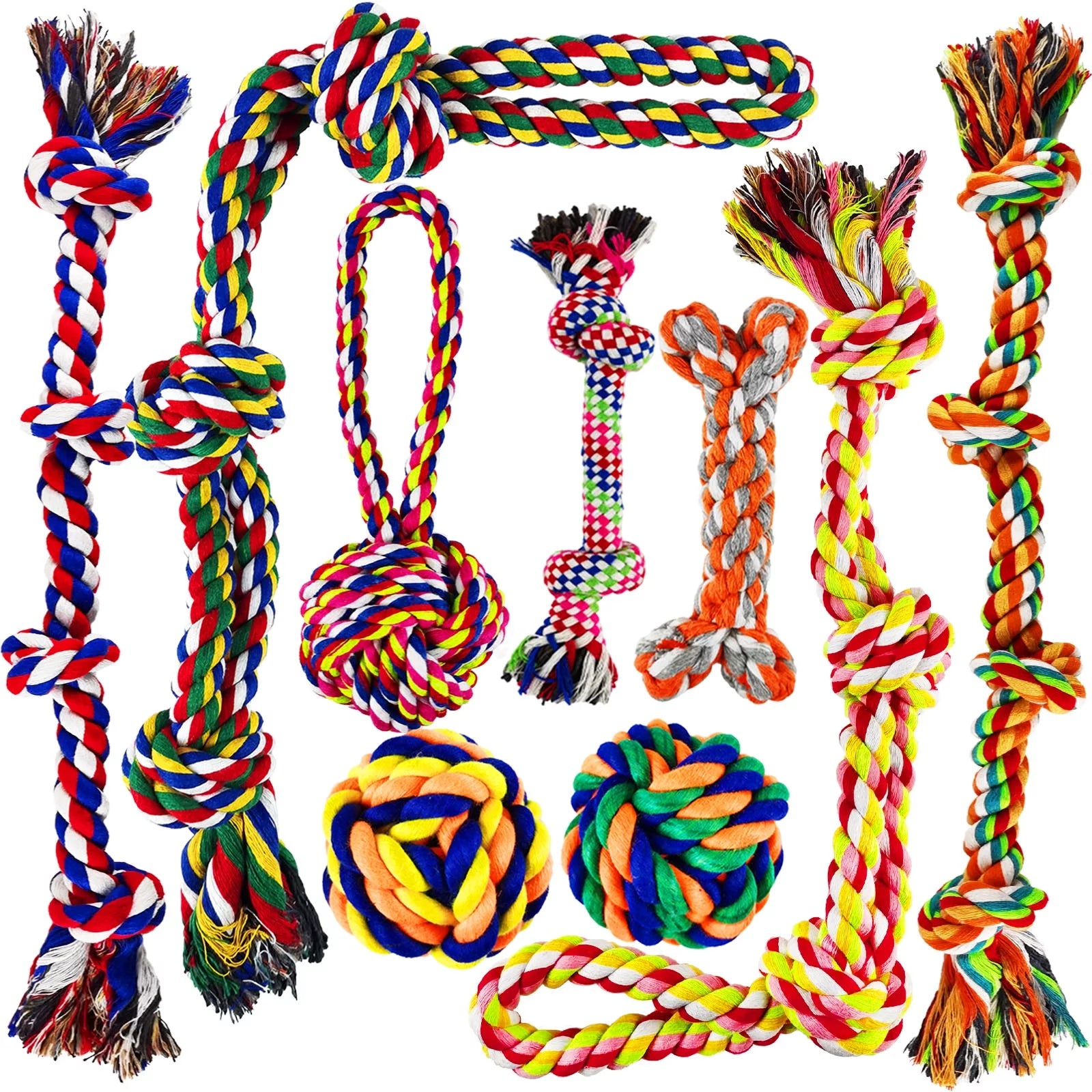 9 Pack of Tough Dog Rope Toys